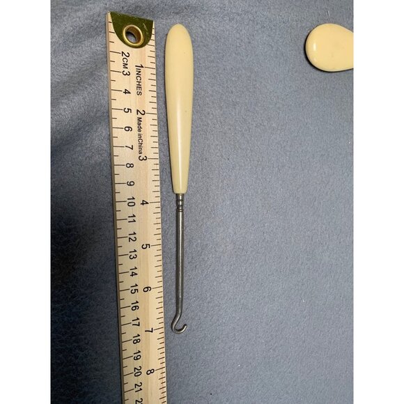 Vintage 13-Piece Ivory Celluloid Vanity Set with Brushes Jars & Tray - Picture 10 of 16